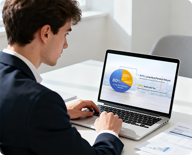 Person reviewing eligibility on a laptop